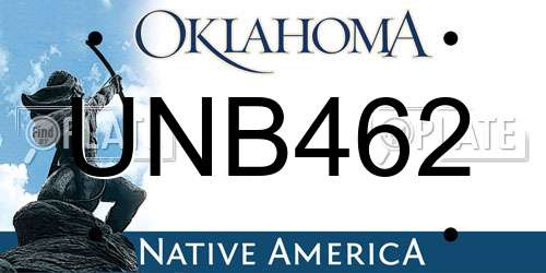 UNB462 Oklahoma License Plate