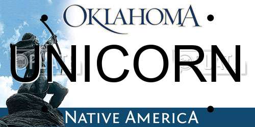 UNICORN Oklahoma License Plate