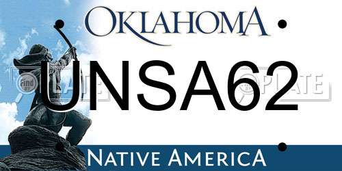 UNSA62 Oklahoma License Plate
