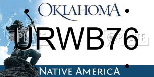 URWB76 Oklahoma License Plate