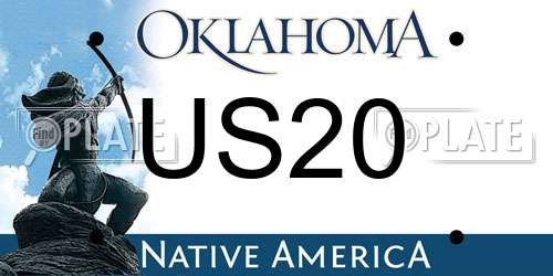 US20 Oklahoma License Plate
