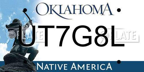 UT7G8L Oklahoma License Plate