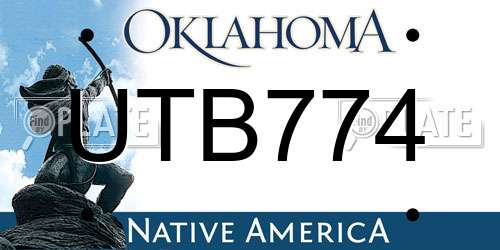 UTB774 Oklahoma License Plate