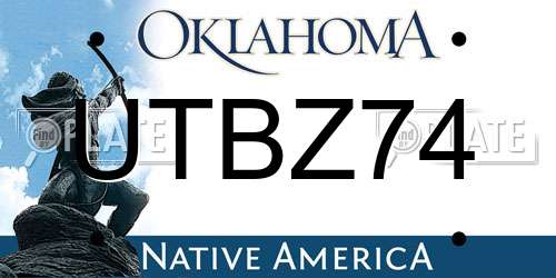 UTBZ74 Oklahoma License Plate