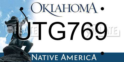 UTG769 Oklahoma License Plate