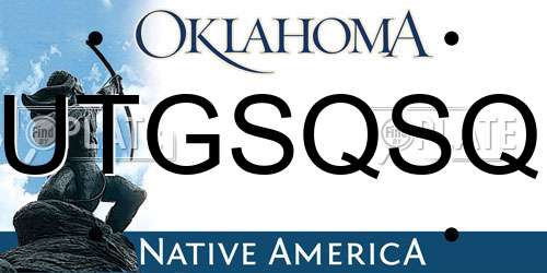 UTGSQSQ Oklahoma License Plate