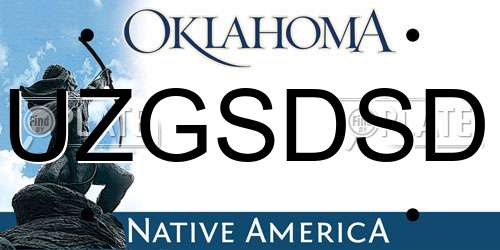 UZGSDSD Oklahoma License Plate
