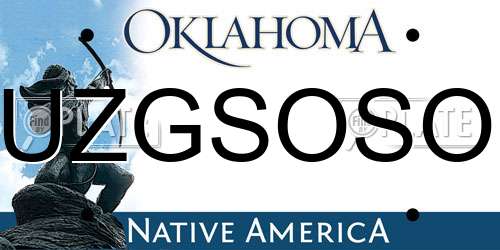 UZGSOSO Oklahoma License Plate