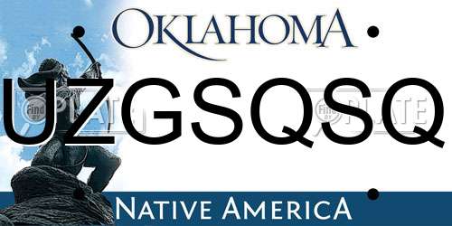 UZGSQSQ Oklahoma License Plate