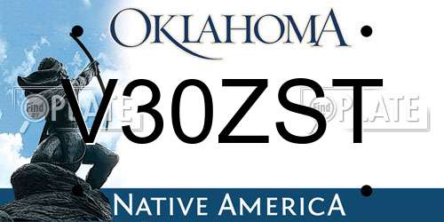 V30ZST Oklahoma License Plate