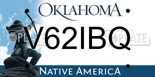V62IBQ Oklahoma License Plate