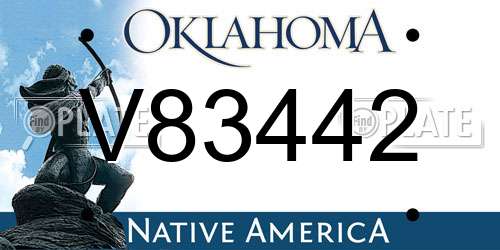 V83442 Oklahoma License Plate
