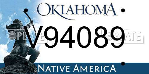 V94089 Oklahoma License Plate