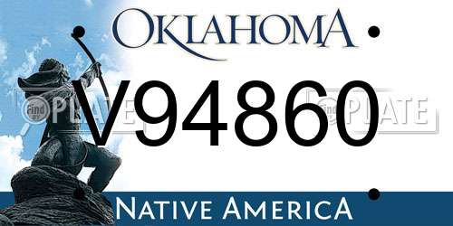 V94860 Oklahoma License Plate