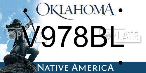 V978BL Oklahoma License Plate