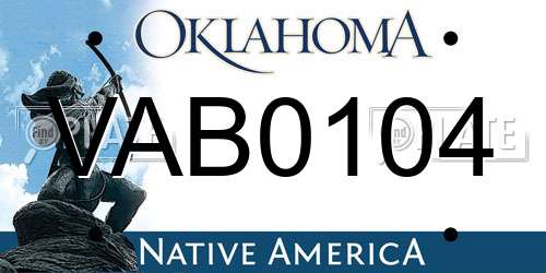 VAB0104 Oklahoma License Plate