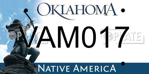 VAM017 Oklahoma License Plate