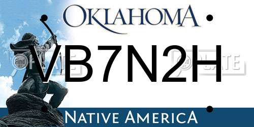 VB7N2H Oklahoma License Plate
