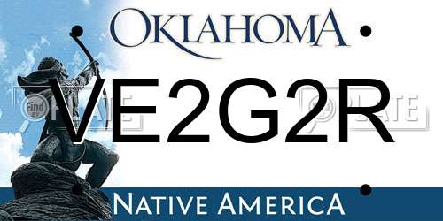 VE2G2R Oklahoma License Plate
