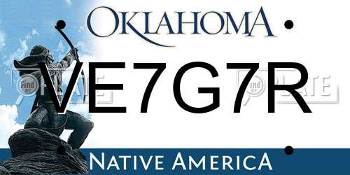 VE7G7R Oklahoma License Plate