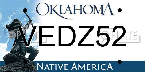VEDZ52 Oklahoma License Plate