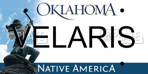 VELARIS Oklahoma License Plate