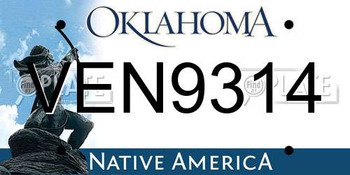 VEN9314 Oklahoma License Plate