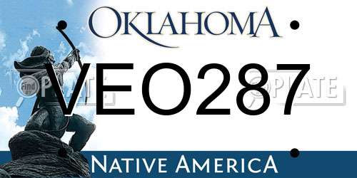 VEO287 Oklahoma License Plate