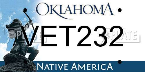 VET232 Oklahoma License Plate
