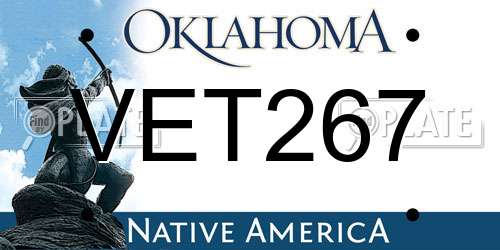 VET267 Oklahoma License Plate