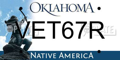 VET67R Oklahoma License Plate