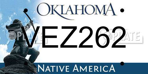 VEZ262 Oklahoma License Plate