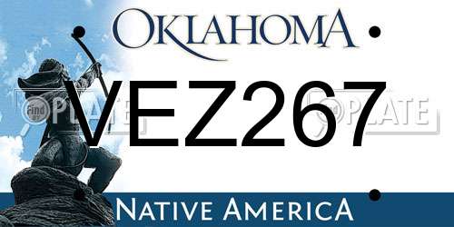 VEZ267 Oklahoma License Plate