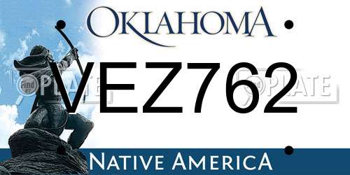 VEZ762 Oklahoma License Plate