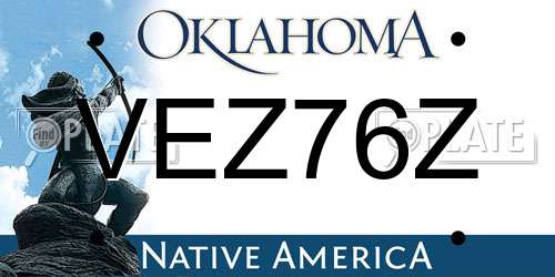 VEZ76Z Oklahoma License Plate