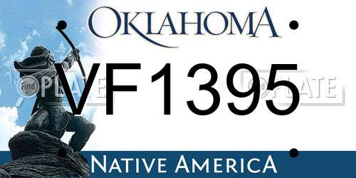 VF1395 Oklahoma License Plate