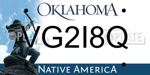 VG2I8Q Oklahoma License Plate