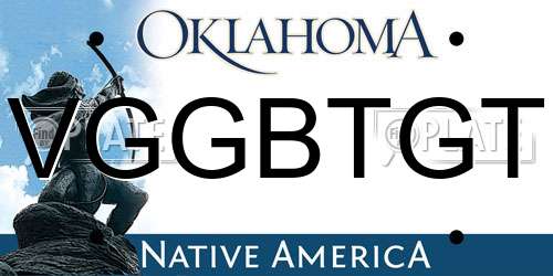 VGGBTGT Oklahoma License Plate
