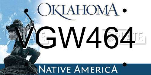 VGW464 Oklahoma License Plate