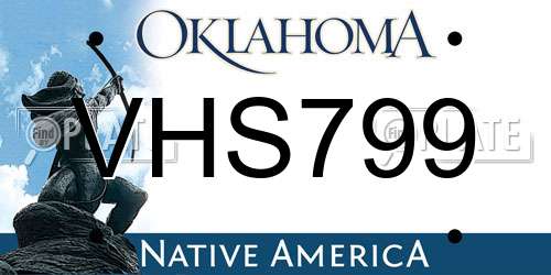 VHS799 Oklahoma License Plate