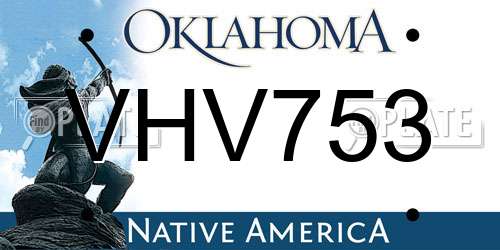 VHV753 Oklahoma License Plate