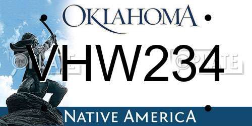 VHW234 Oklahoma License Plate