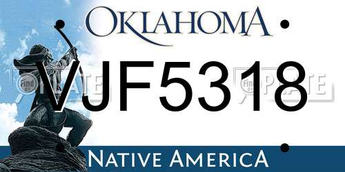 VJF5318 Oklahoma License Plate