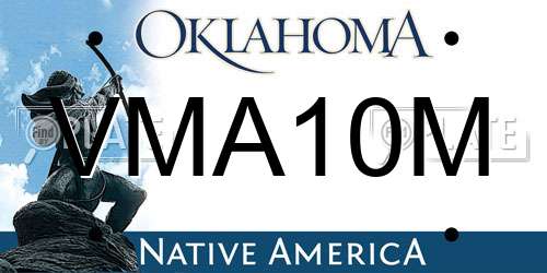 VMA10M Oklahoma License Plate