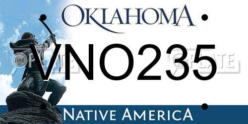 VNO235 Oklahoma License Plate