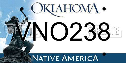 VNO238 Oklahoma License Plate