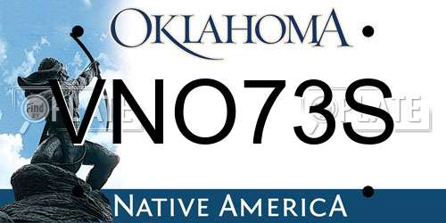 VNO73S Oklahoma License Plate