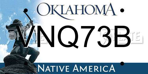 VNQ73B Oklahoma License Plate