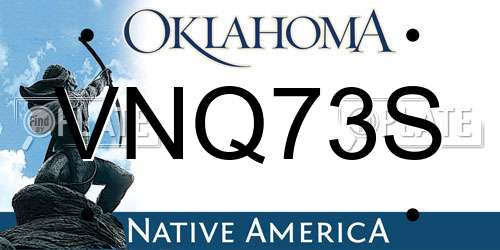 VNQ73S Oklahoma License Plate