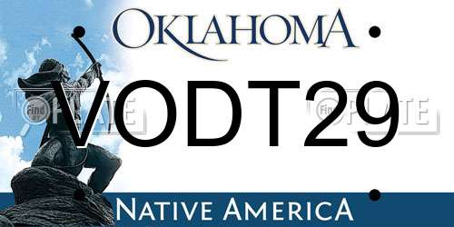 VODT29 Oklahoma License Plate